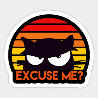 Excuse Me? Funny Retro Vintage Sunset Cat Lovers Sticker